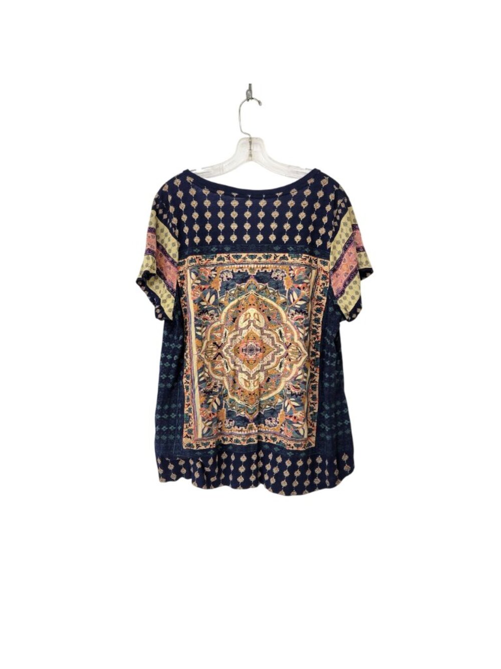 Lucky Brand Boho Paisley Medallion Print Short Sleeve Top 2X - Picture 3 of 5